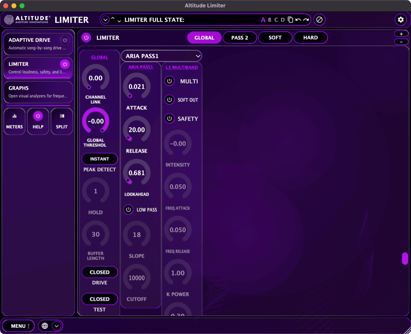 Navigation and limiter workspace overview - Altitude Limiter compact desktop layout