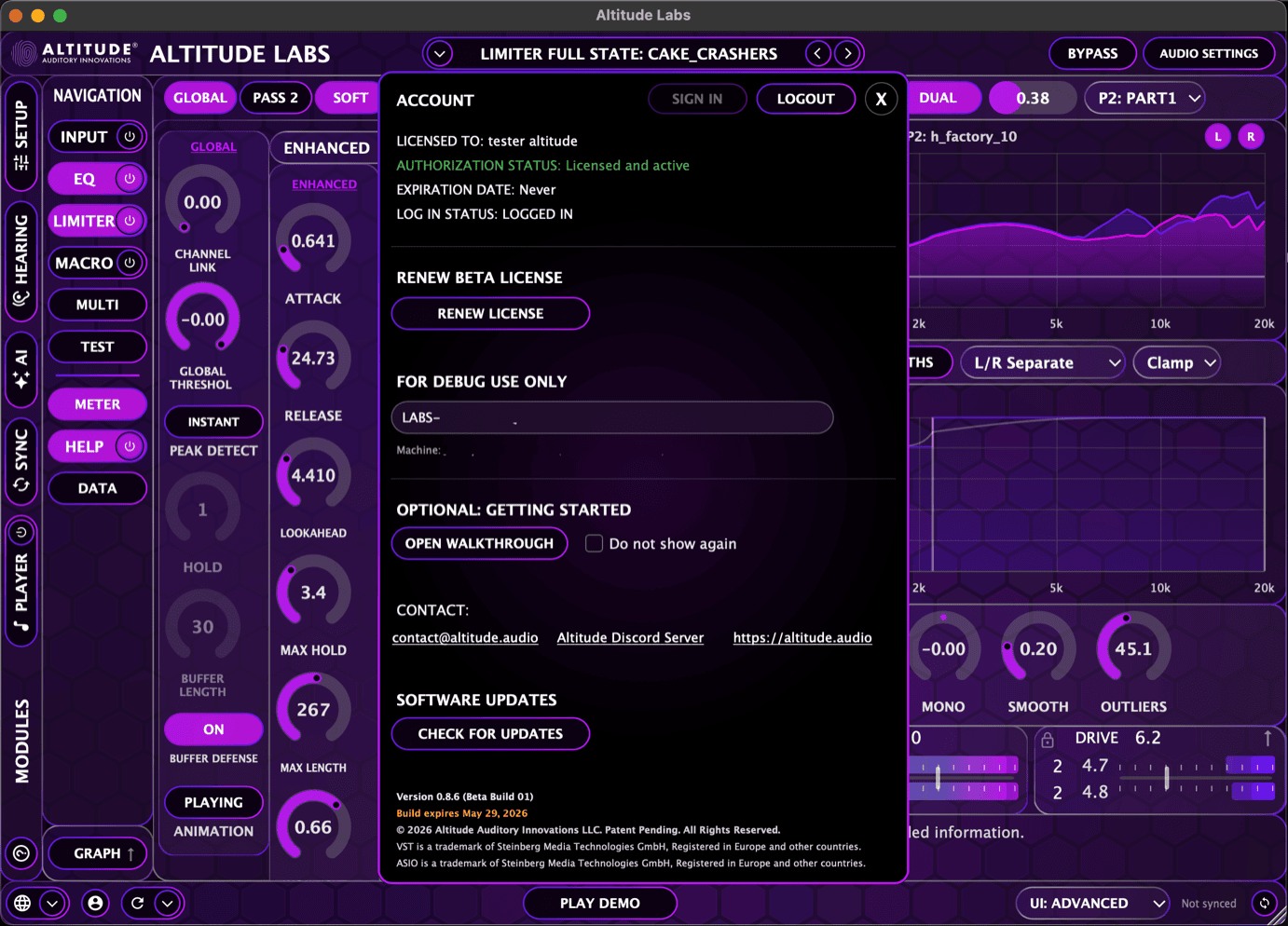 Account Panel — Advanced View