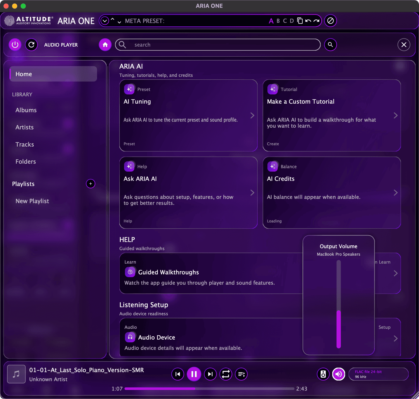 Audio Player Output Volume