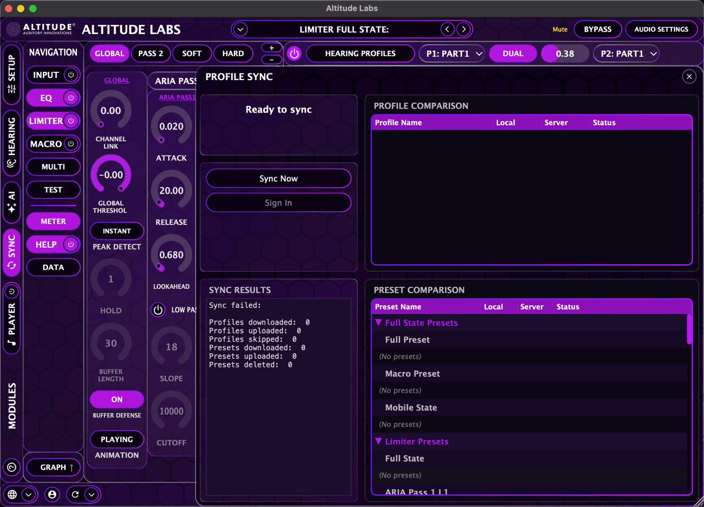 Sync Panel — Advanced View