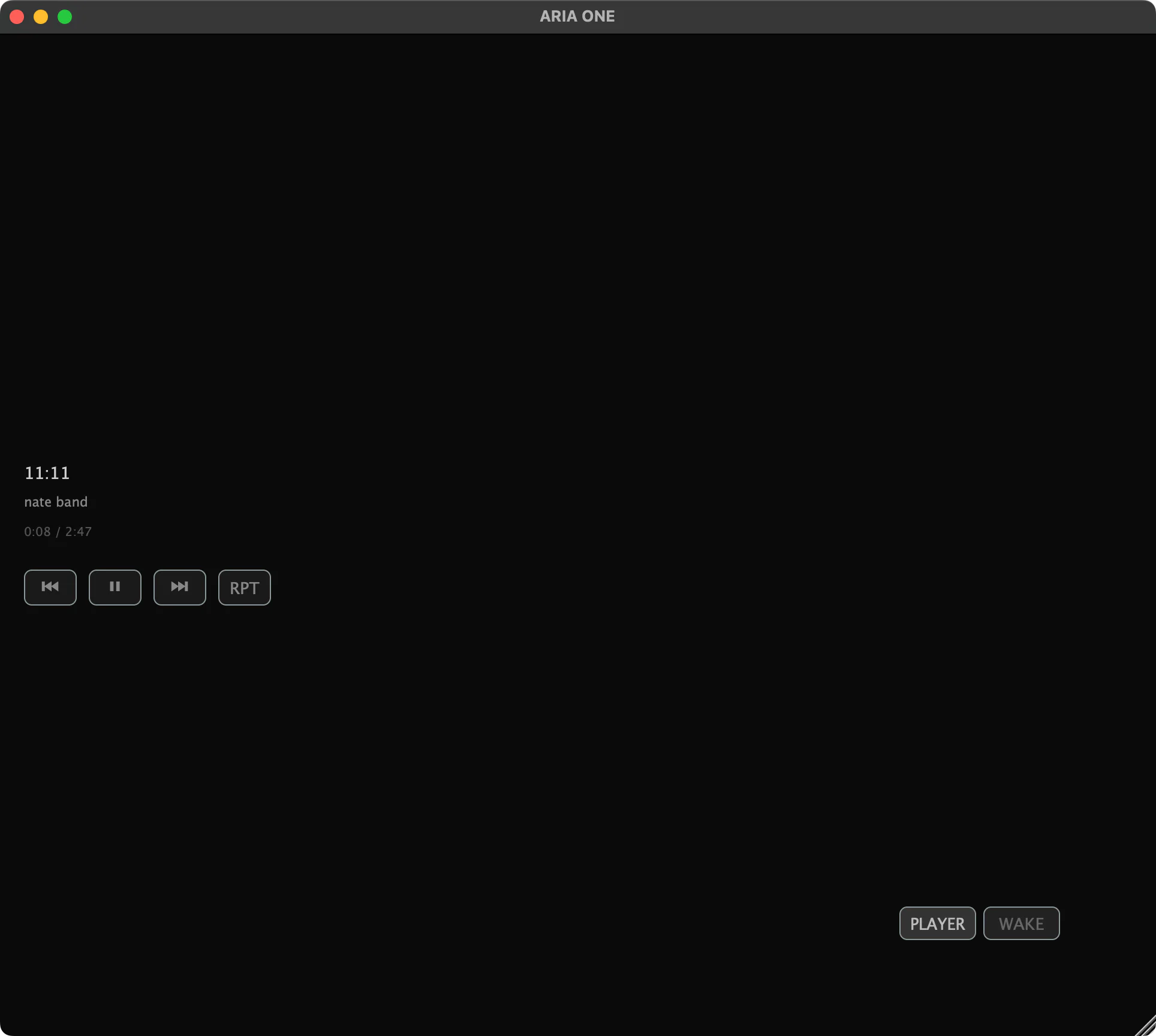 ARIA ONE Blackout mode — interface off, audio processing continues