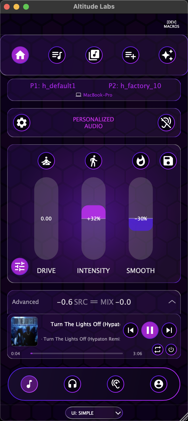 ARIA ONE Simple UI — macros, audio player, personalized audio