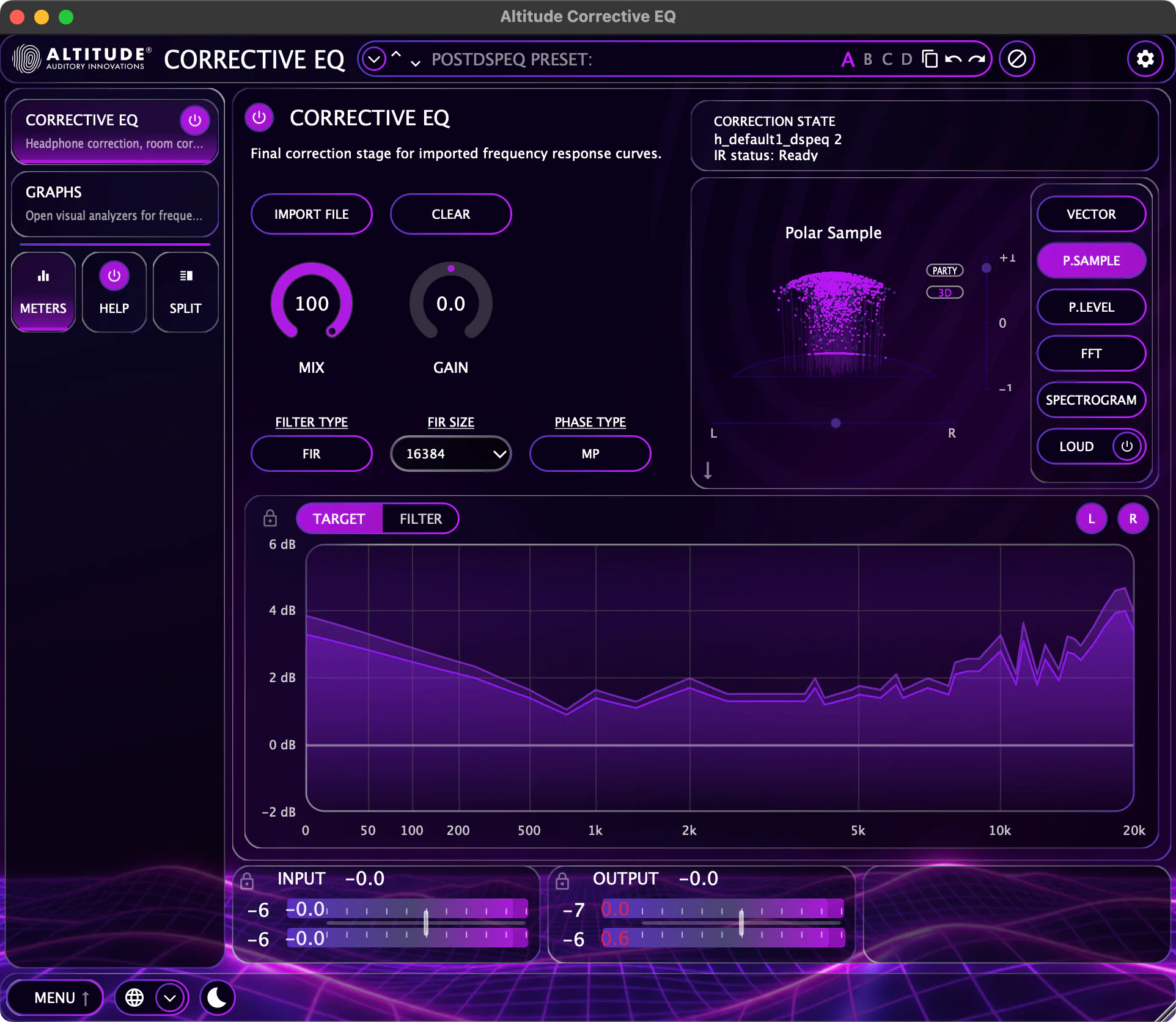 Corrective EQ — imported correction curve with FIR rendering and analyzers