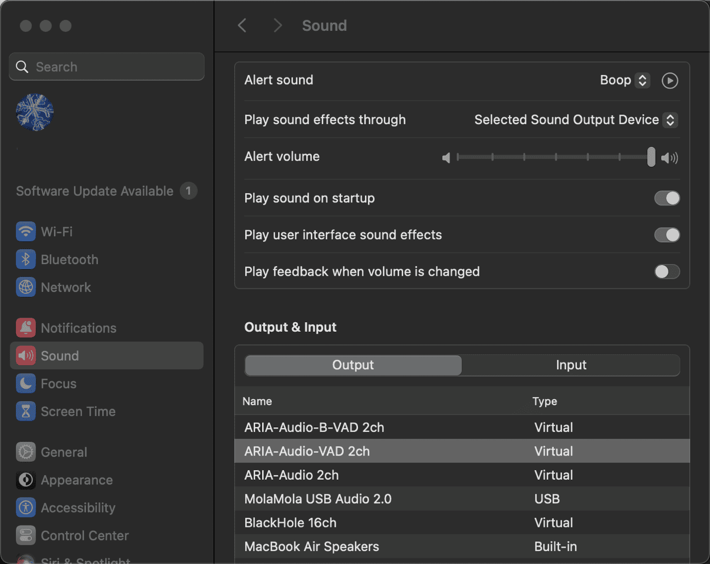 macOS system output