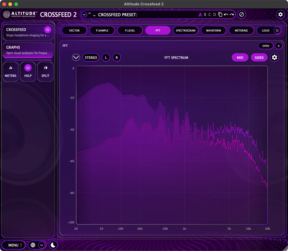 Crossfeed 2 FFT spectrum analysis