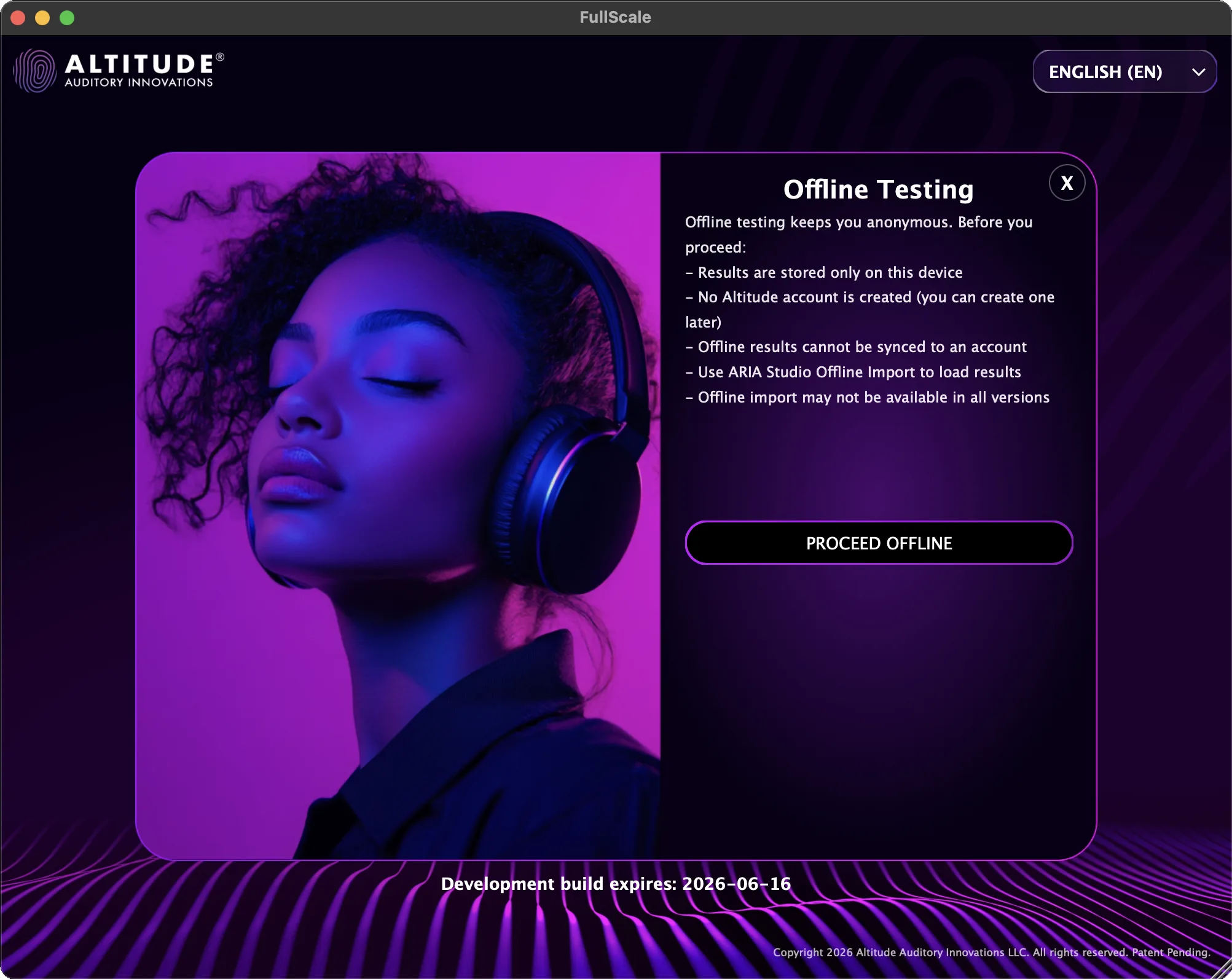 FullScale Hearing Test proceed offline confirmation