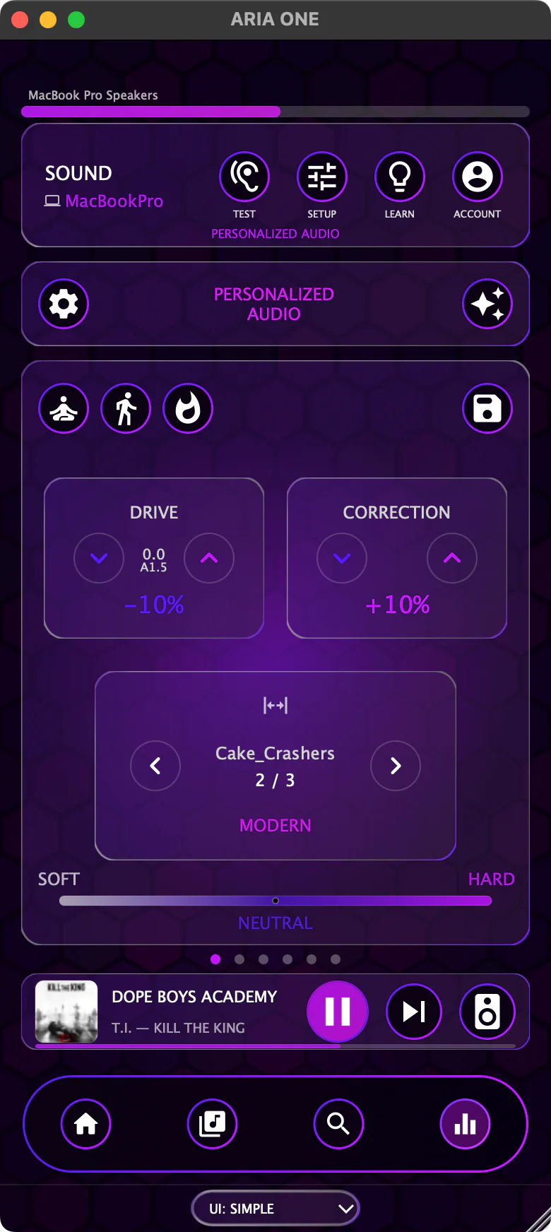 ARIA ONE Simple UI — macros, audio player, personalized audio