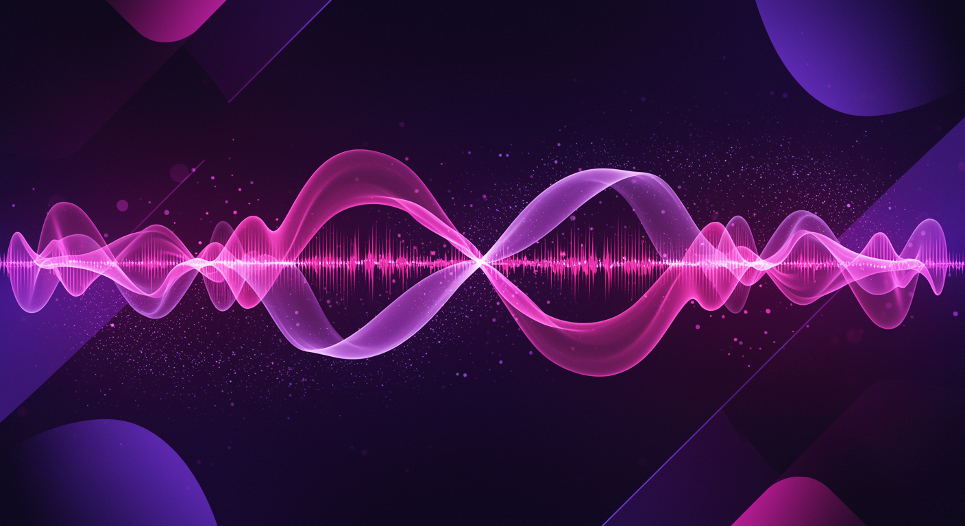 Abstract artistic representation of audio crosstalk with intertwining sound waves